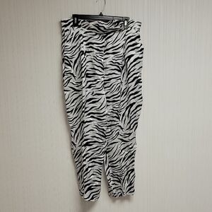 IPEKYOL Zebra Print Satin Pants Sz 14 Indie Sleeze New Mobwife monochrome